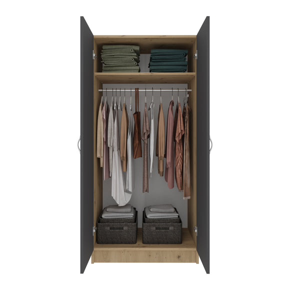 Dulap Pedro, 2 Usi, Stejar Artisan/Antracit, 80 x 51 x 170 cm