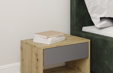 Noptiera Pedro, 1 Sertar, Stejar Artisan/Antracit, 53 x 35 x 33 cm