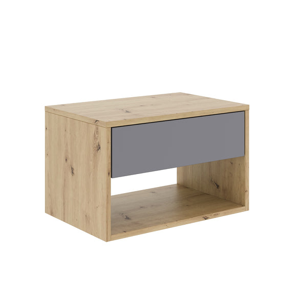 Noptiera Pedro, 1 Sertar, Stejar Artisan/Antracit, 53 x 35 x 33 cm