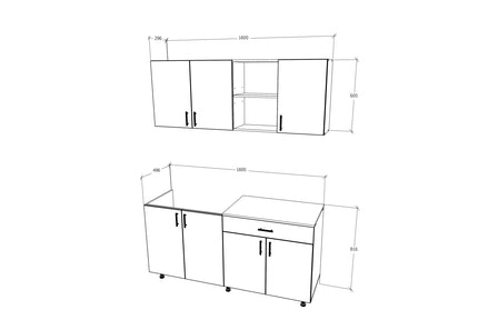 Bucatarie Roma, Lemn Natural/Alb, L 160 cm