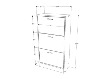 Pantofar Rin, 3 Usi, Stejar Sonoma, 63 x 30 x 120 cm