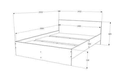 Pat Remi, 200 x 140 cm, saltea spuma inclusa, Ulm Deschis