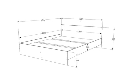 Pat Remi, 200 x 160 cm, saltea spuma inclusa, Stejar Sonoma