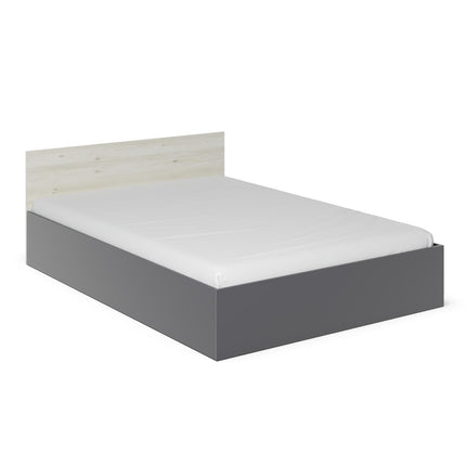 Pat Malmo, 200 x 140 cm, saltea spuma inclusa, Stejar Alb/Antracit