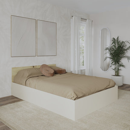 Pat Malmo, 200 x 140 cm, saltea spuma inclusa, Stejar Artisan/Argila