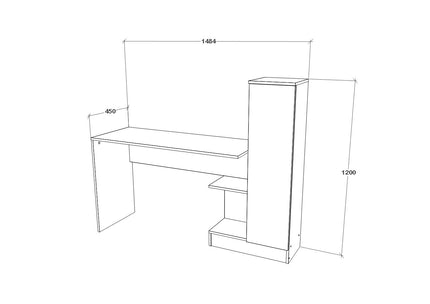 Birou Reims, 1 Usa, Alb, 148 x 45 x 120 cm