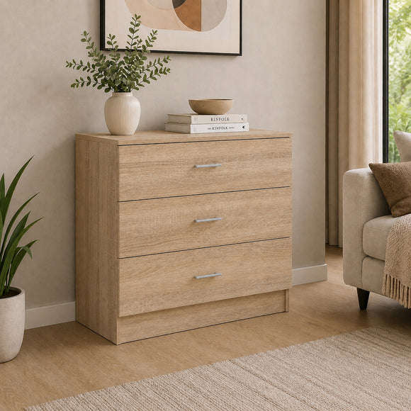 Comoda Remi, 3 Sertare, Stejar Sonoma, 80 x 48 x 80 cm