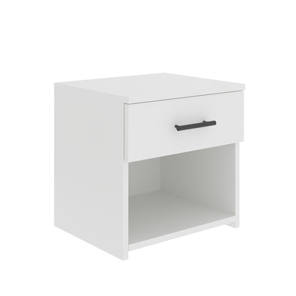 Set 2 Noptiere Remi, 1 Sertar, Alb, 40 x 35 x 40 cm