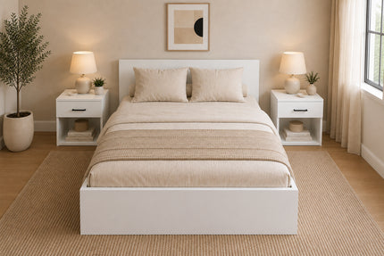 Set 2 Noptiere Remi, 1 Sertar, Alb, 40 x 35 x 40 cm