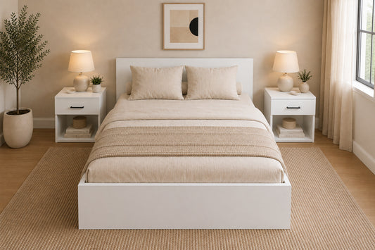 Set 2 Noptiere Remi, 1 Sertar, Alb, 40 x 35 x 40 cm