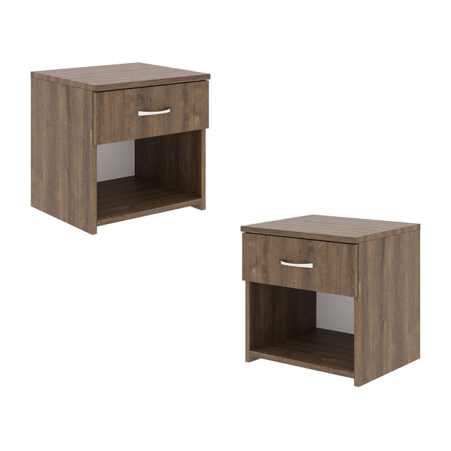 Set 2 Noptiere Remi, 1 Sertar, Stejar Bronz, 40 x 35 x 40 cm