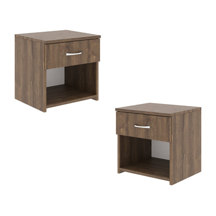 Set 2 Noptiere Remi, 1 Sertar, Stejar Bronz, 40 x 35 x 40 cm
