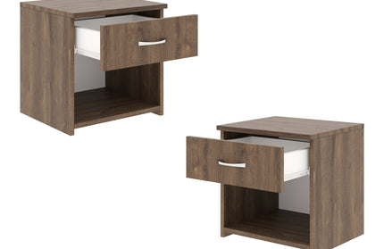 Set 2 Noptiere Remi, 1 Sertar, Stejar Bronz, 40 x 35 x 40 cm