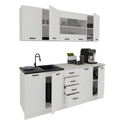 Bucatarie Riga, Alb, L 200 cm