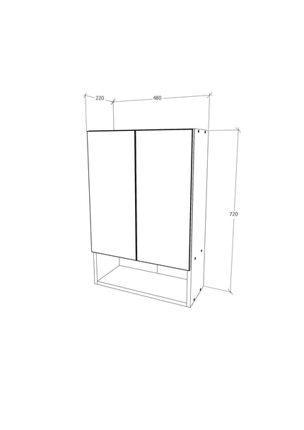 Corp Baie Zed, Suspendat, 2 Usi, Alb lucios/Alb, MDF, L 48 x l 22 x H 72 cm