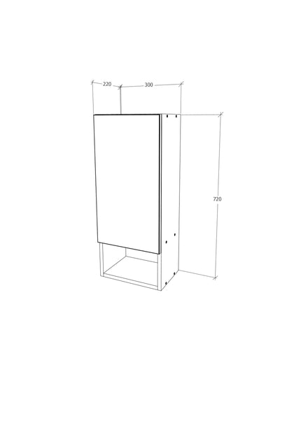 Corp Baie Zed, Suspendat, 1 Usa, Gri Lucios/Alb, MDF, L 30 x l 22 x 72 cm