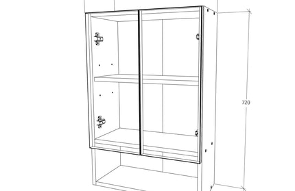 Corp Baie Zed, Suspendat, 2 Usi, Alb lucios/Alb, MDF, L 48 x l 22 x H 72 cm