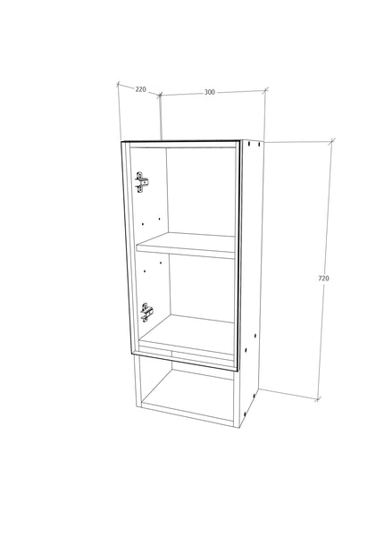 Corp Baie Zed, Suspendat, 1 Usa, Alb lucios/Alb, MDF, L 30 x l 22 x 72 cm