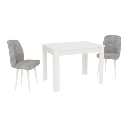 Set Masa Zeta, Alb, 2 Scaune, Gri/Alb, 102 x 69 x 75 cm
