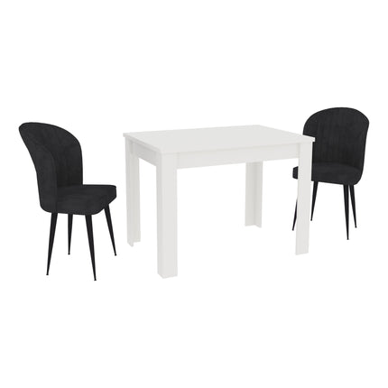 Set Masa Zeta, Alb, 2 Scaune, Negre, 102 x 69 x 75 cm