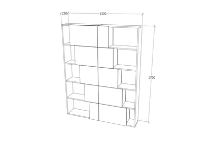 Biblioteca Skipper, Lemn Natural/Alb, 130 x 22 x 170 cm