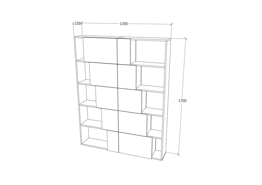 Biblioteca Skipper, Lemn Natural/Alb, 130 x 22 x 170 cm