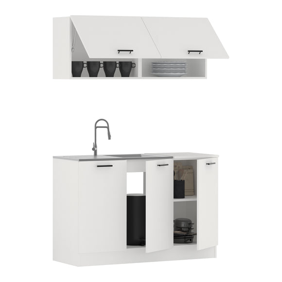 Bucatarie Taco, Alb, L 120 cm