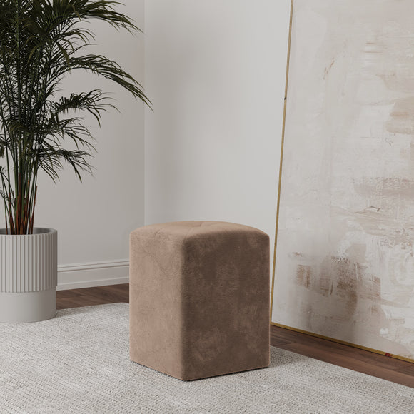 Taburet Tapitat Talin, Bej, Stofa, L 35 x l 35 x H 45 cm