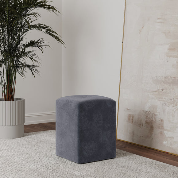 Taburet Tapitat Talin, Cenusiu, Stofa, L 35 x l 35 x H 45 cm