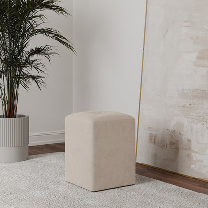 Taburet Tapitat Talin, Crem, Stofa, L 35 x l 35 x H 45 cm