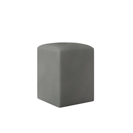 Taburet Tapitat Talin, Gri Grafit, tapiterie mixta cu piele naturala, L 35 x l 35 x H 45 cm