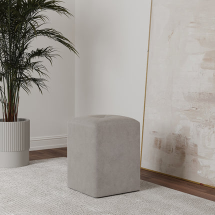 Taburet Tapitat Talin, Gri, Stofa, L 35 x l 35 x H 45 cm