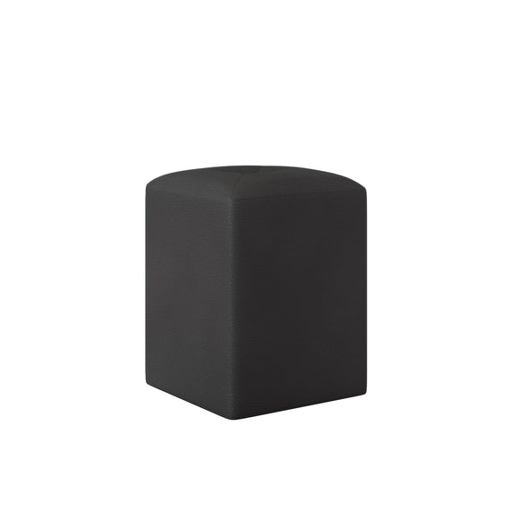 Taburet Tapitat Talin, Negru, tapiterie mixta cu piele naturala, L 35 x l 35 x H 45 cm
