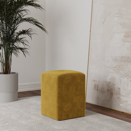 Taburet Tapitat Talin, Ocru, Stofa, L 35 x l 35 x H 45 cm