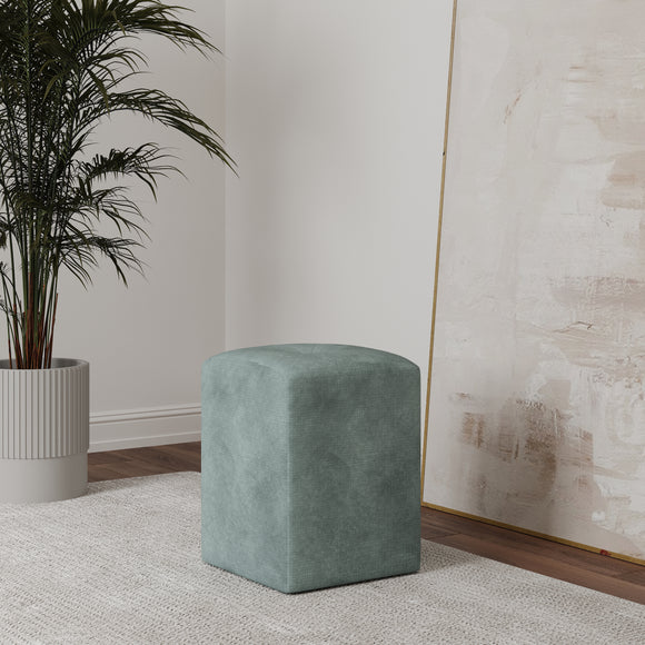 Taburet Tapitat Talin, Turcoaz, Stofa, L 35 x l 35 x H 45 cm