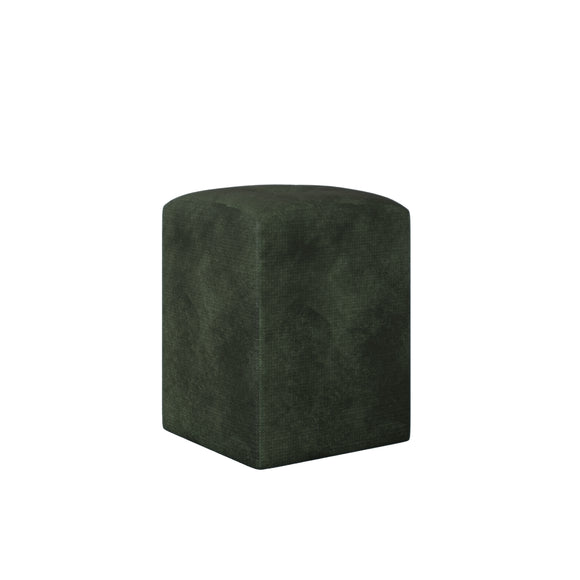 Taburet Tapitat Talin, Verde Inchis, Stofa, L 35 x l 35 x H 45 cm