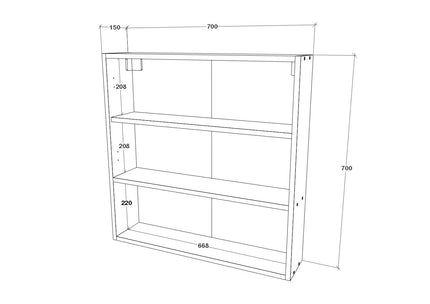 Corp Baie Tejo, Suspendat, 2 Usi, Alb, cu oglinzi, 70 x 17 x 70 cm