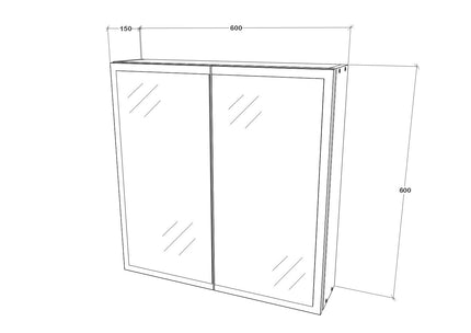 Corp Baie Teno, Suspendat, Alb, cu oglinzi, 60 x 13 x 60 cm