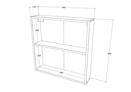 Corp Baie Teno, Suspendat, Alb, cu oglinzi, 60 x 13 x 60 cm