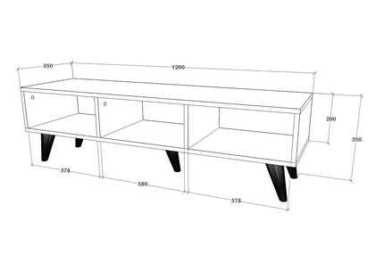 Comoda TV Tirro V1, Negru, 120 x 35 x 35 cm