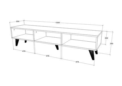 Comoda TV Tirro V2, Negru, 150 x 35 x 35 cm