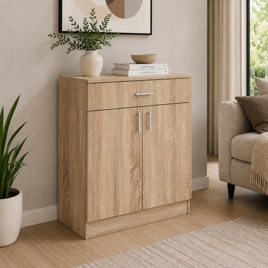 Comoda Tisa, 1 Sertar, 2 Usi, Stejar Sonoma, 80 x 35 x 100 cm