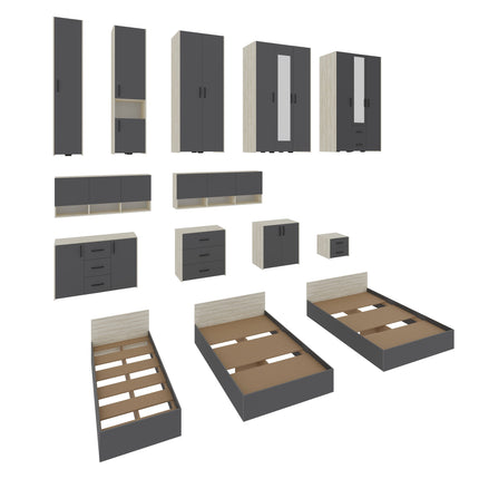 Dulap Malmo, 2 Usi, Stejar Alb/Antracit, 81 x 52 x 200 cm