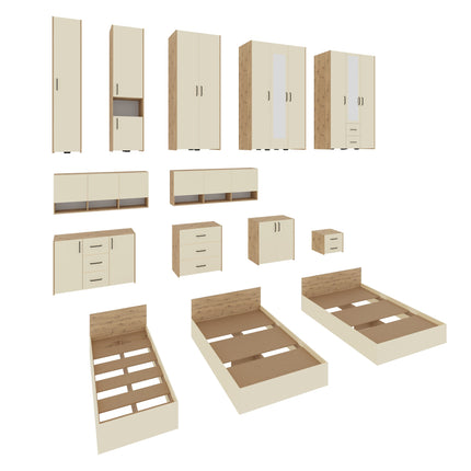 Dulap suspendat Malmo, 3 Usi, Stejar Artisan/Argila, 164 x 27 x 60 cm