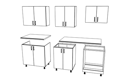 Set Bucatarie Karo V10, Gri Lucios/Alb, MDF, Blat Thermo 28 mm, L 200 cm