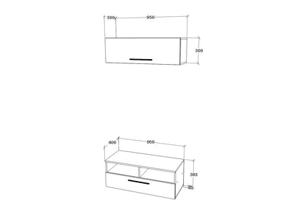 Living Kos V11, Alb/Stejar Artisan, L 95 cm