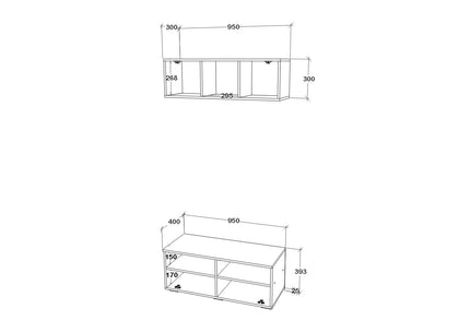 Living Kos V11, Alb/Stejar Artisan, L 95 cm