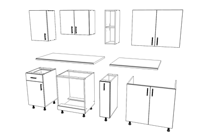 Set Bucatarie Karo V11, Gri Lucios/Alb, MDF, Blat Thermo 28 mm, L 200 cm