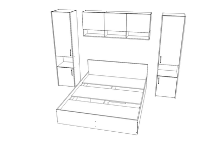 Set dormitor Malmo V11, Pat 200 x 140 cm, Stejar Alb/Antracit