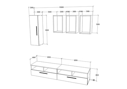Living Kos V12, Alb/Stejar Artisan, L 190 cm